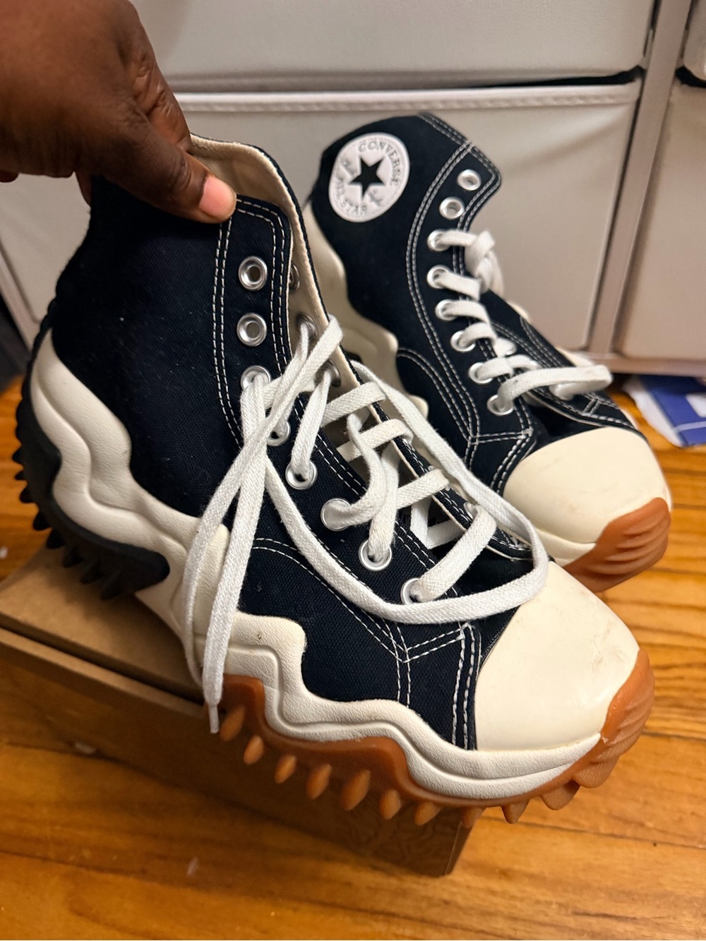 Converse Black & White High-Top Lugged Sole Sneakers